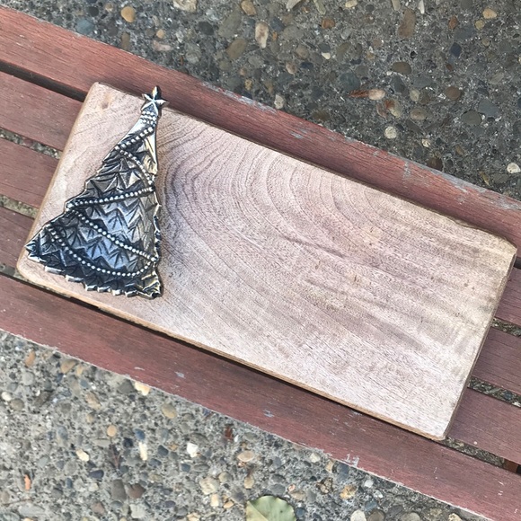 Christmas cheese board snack dip metal tree Mud Pie wood dip appetizer - Picture 1 of 4